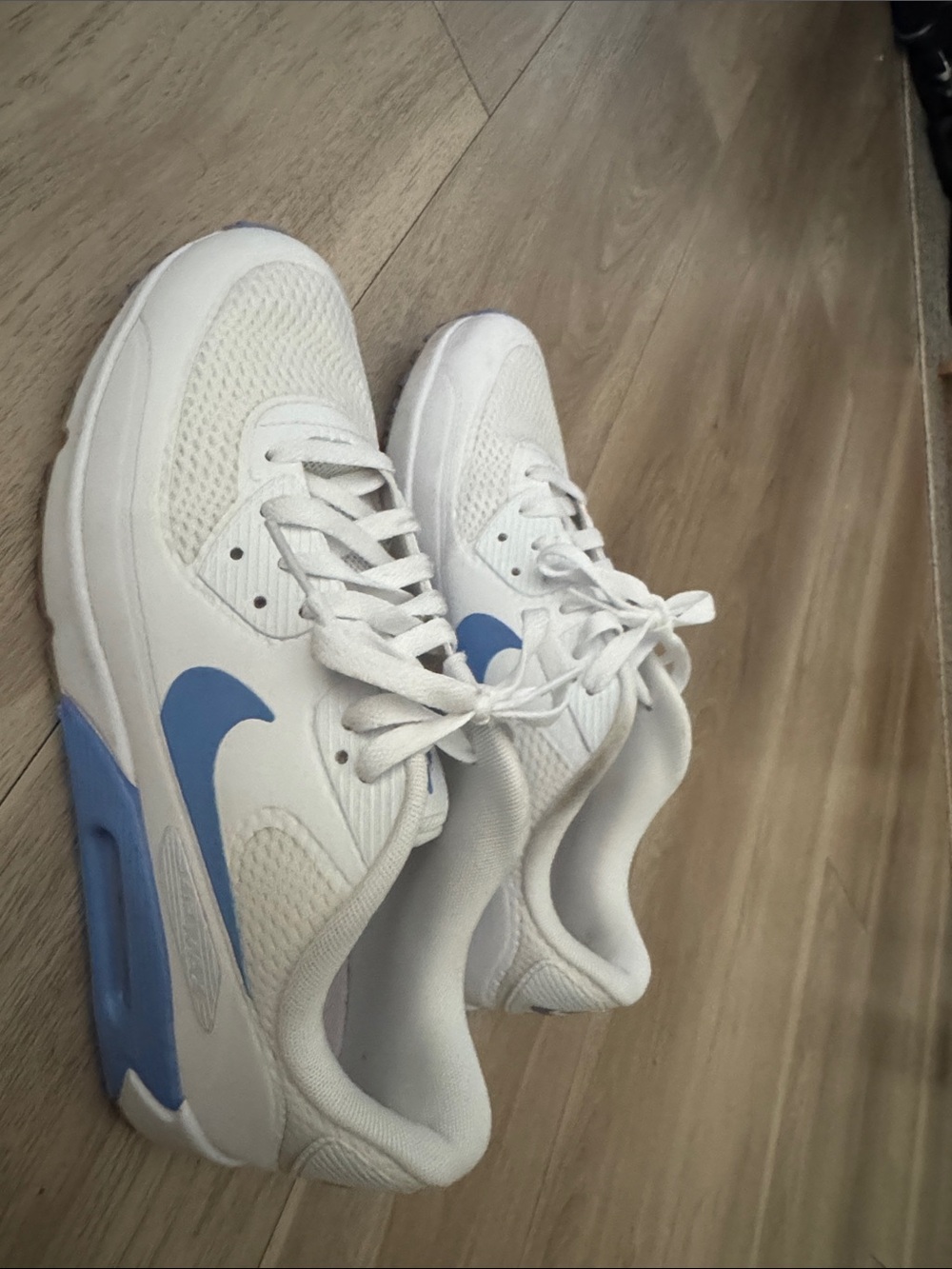 Men’s Nike White and Light Blue Air Max Athletic Sneakers